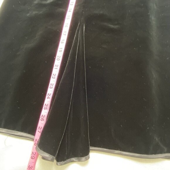 JANICE WAINWRIGHT VTG Rayon Silk Blend Velvet Midi Skirt Formal Black 12 62-14 - Picture 5 of 12